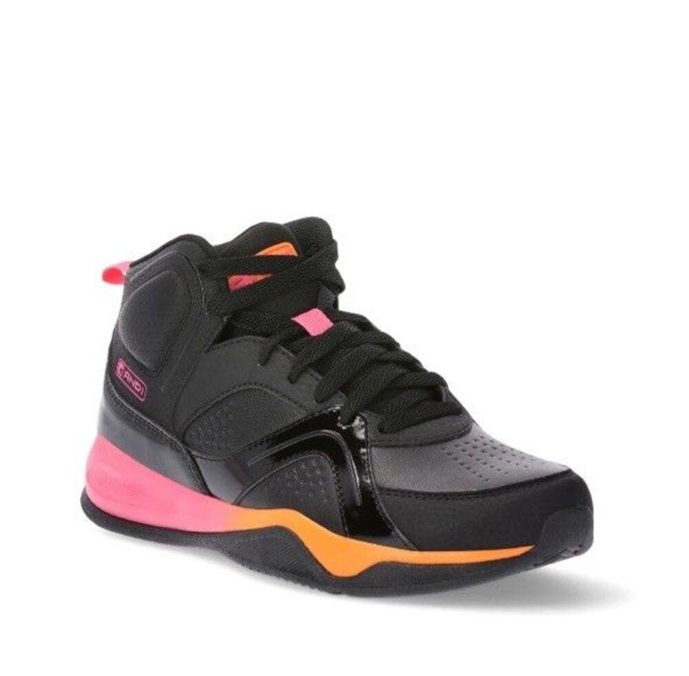 And1 Women's High-Top Basketball Sneakers Laces Black Pink 8.5 NWT
